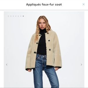 MANGO APPLIQUÉS FAUX FUR COAT